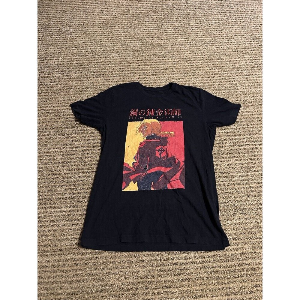VTG Fullmetal Alchemist Shirt Mens Large Black Graphic Print Japanese Manga